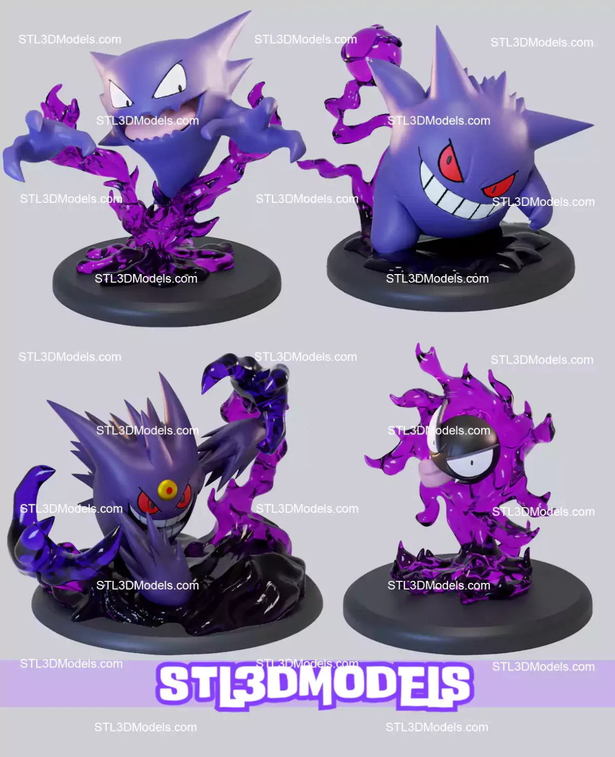 Pokemon Gengar Pack STL 3D Model