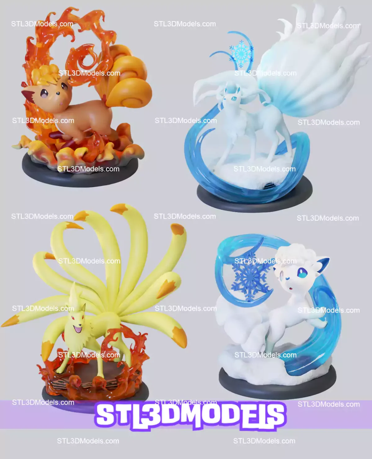 Pokemon Vulpix Pack STL 3D Model