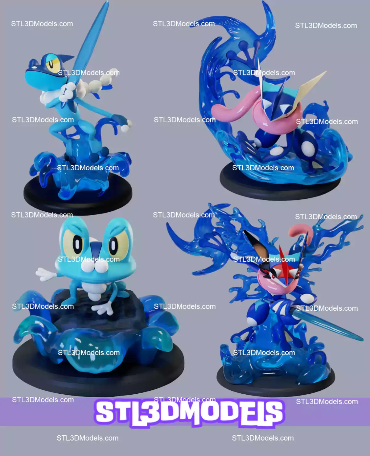 Greninja Pokemon Evolution STL 3D Model