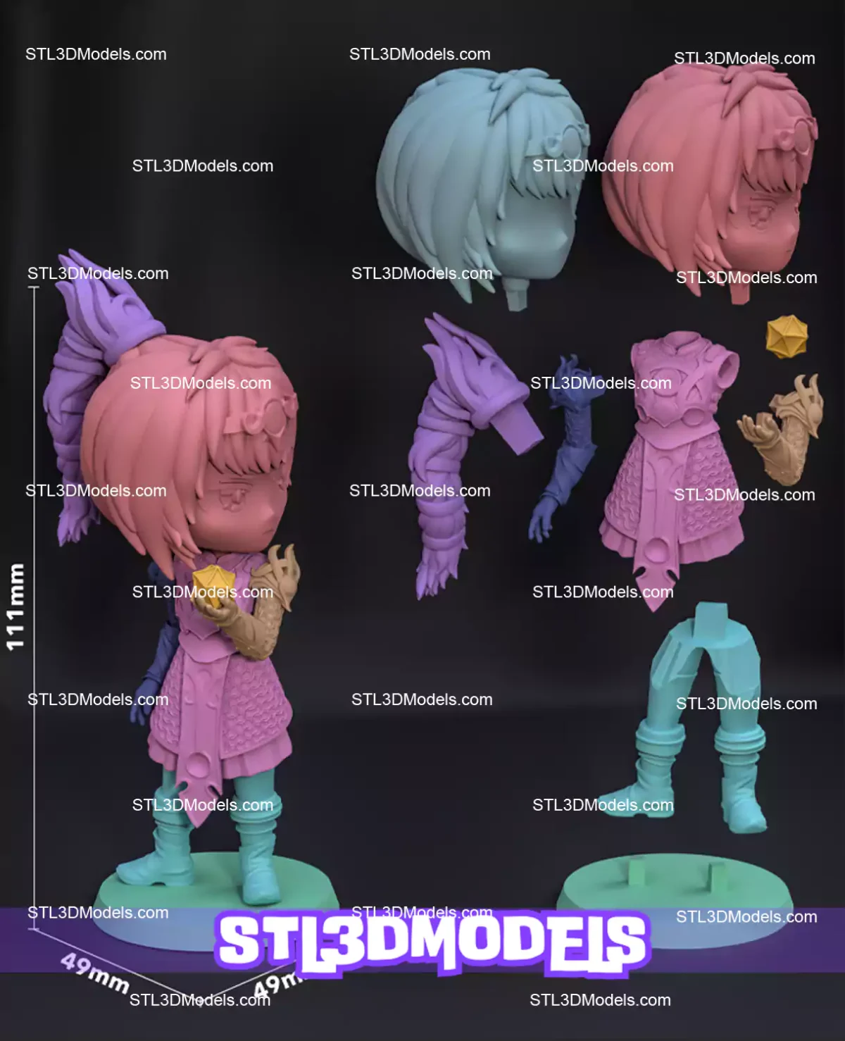 Shadowheart Chibi STL 3D Model