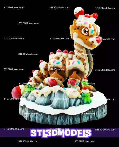 Flexi Gingerbread Dragon STL and 3MF