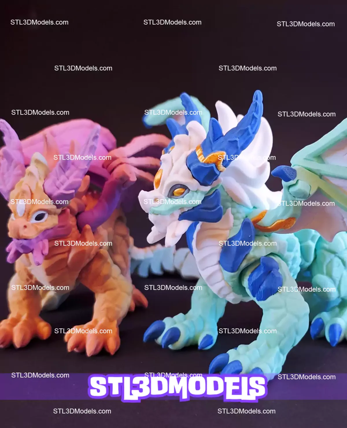 Flexi Ice Elemental Dragon STL and 3MF