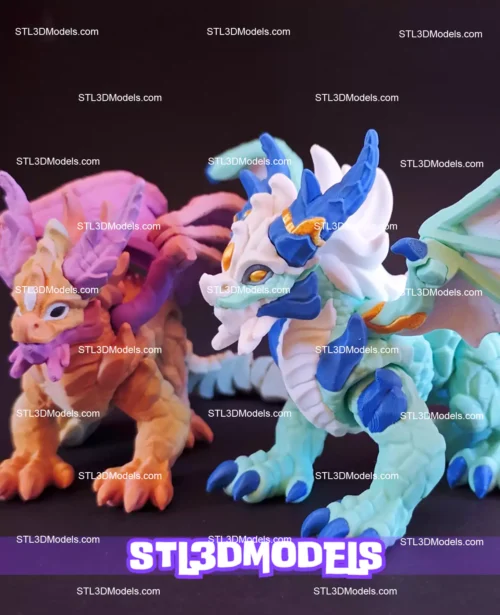Flexi Ice Elemental Dragon STL and 3MF
