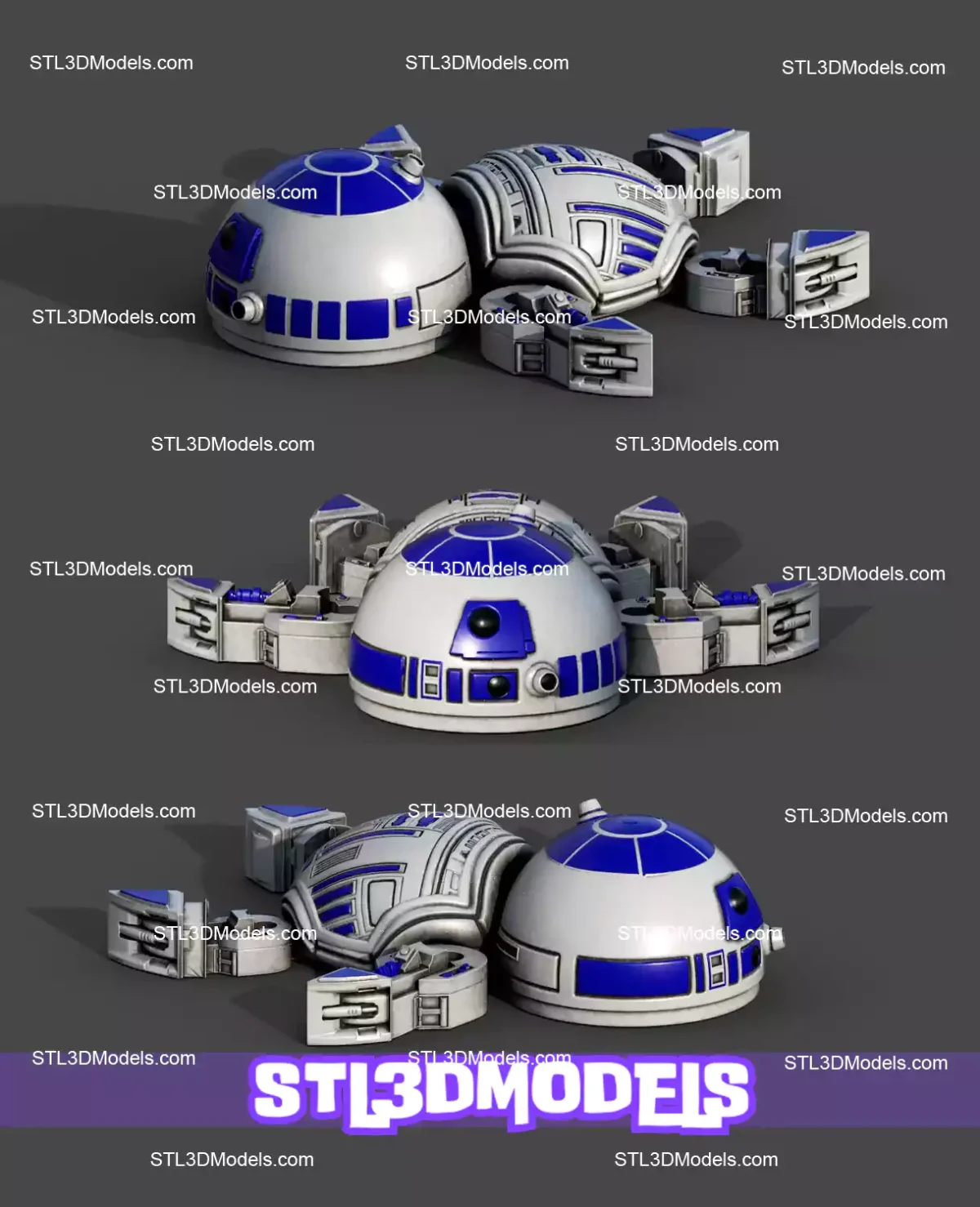 Super Flexi Turtle R2D2 STL and 3MF