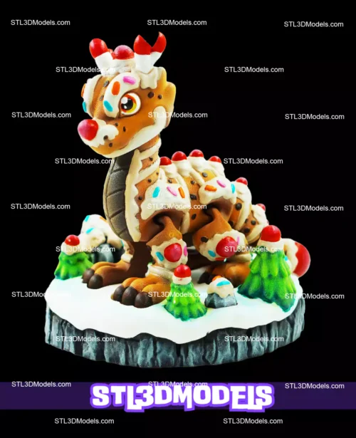 Flexi Gingerbread Dragon STL and 3MF