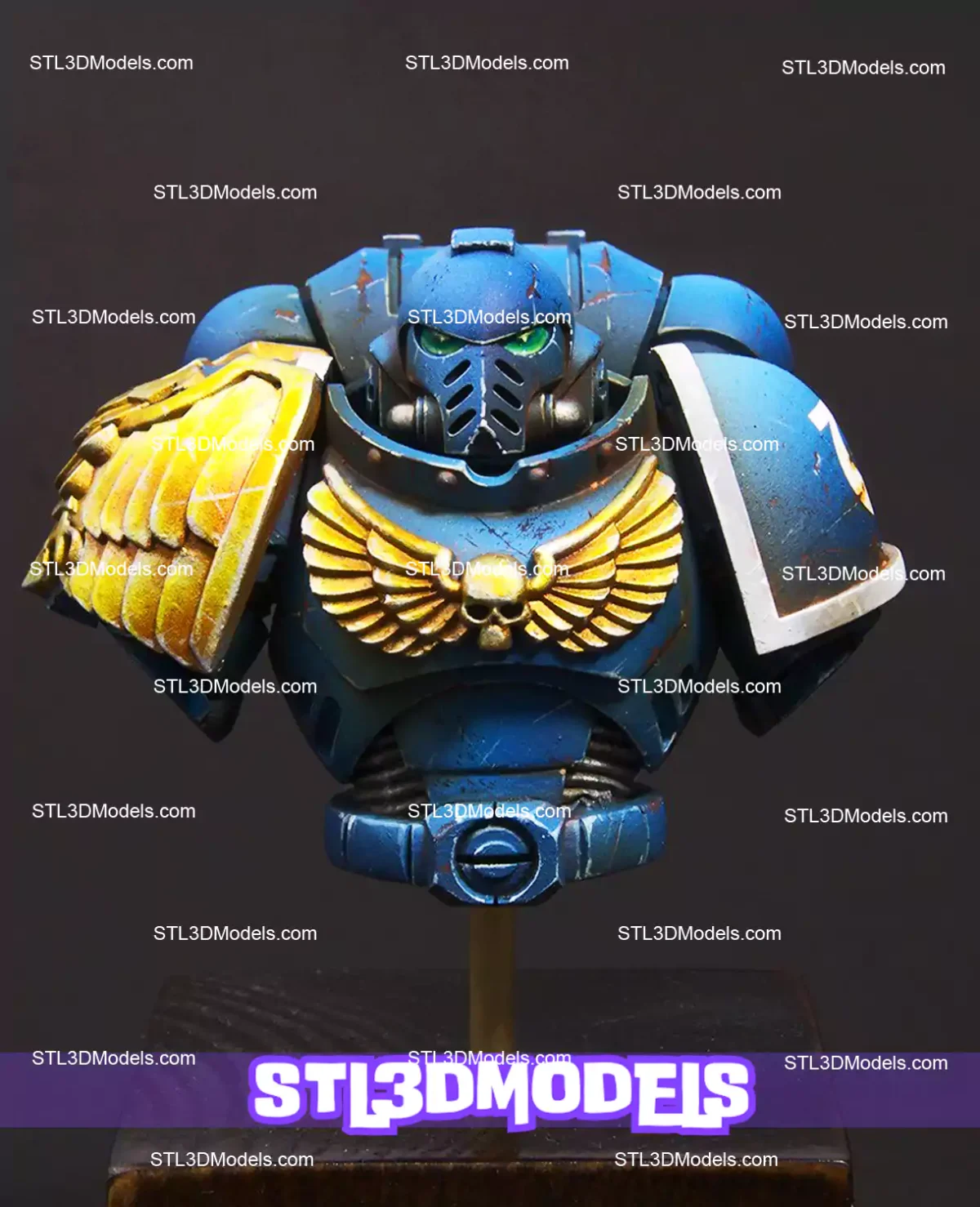 Ultramarines Space Marine Bust STL Model
