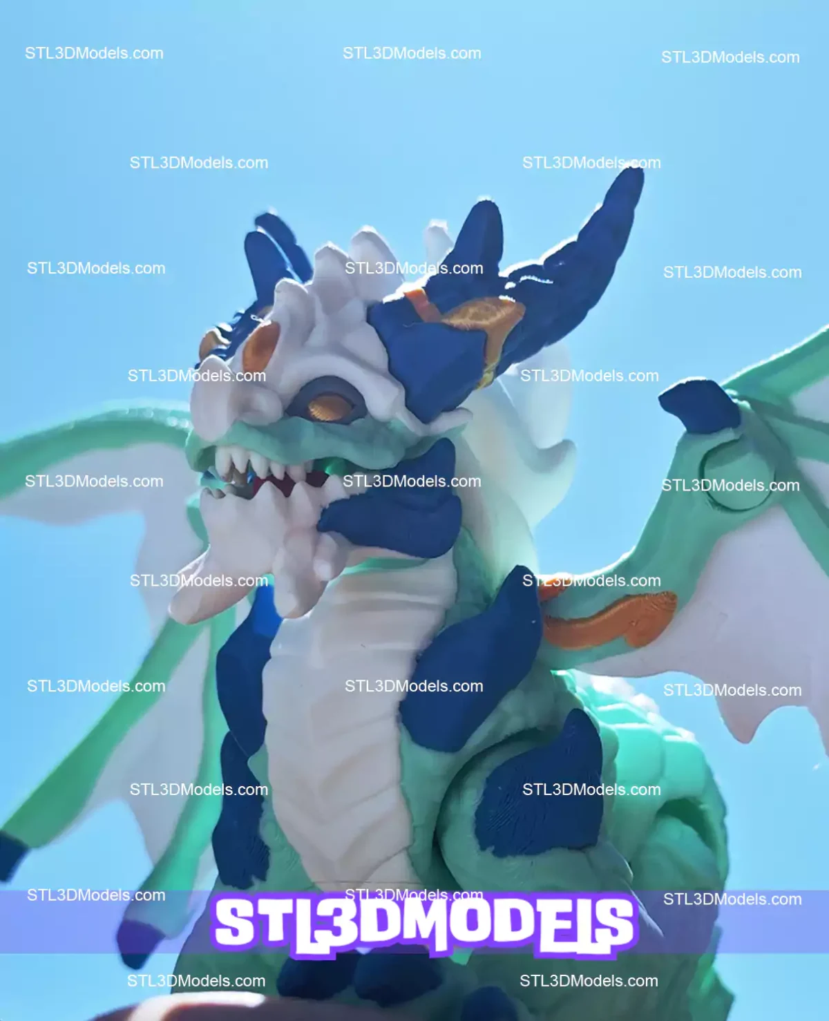 Flexi Ice Elemental Dragon STL and 3MF