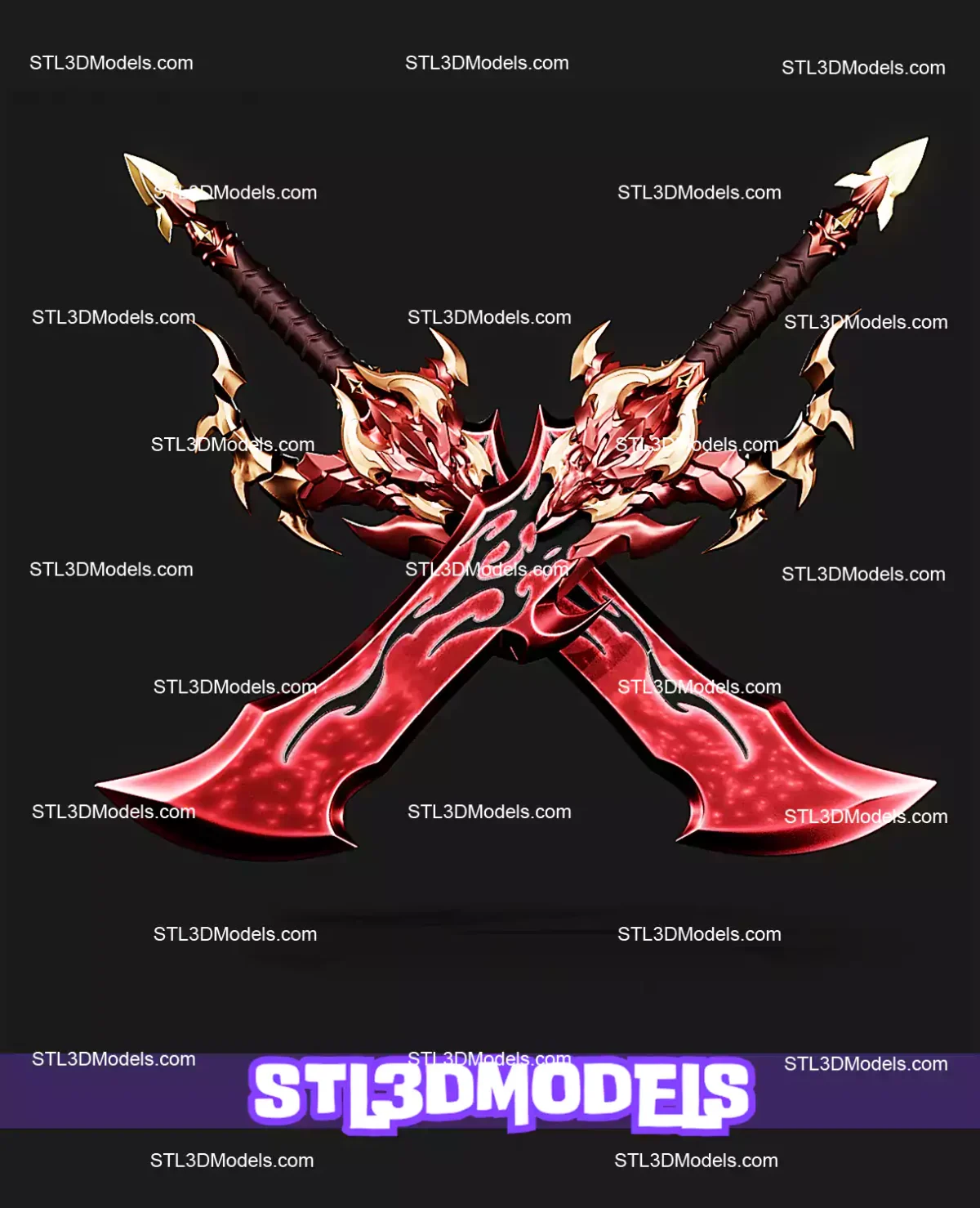 Demon King Daggers STL 3D Model