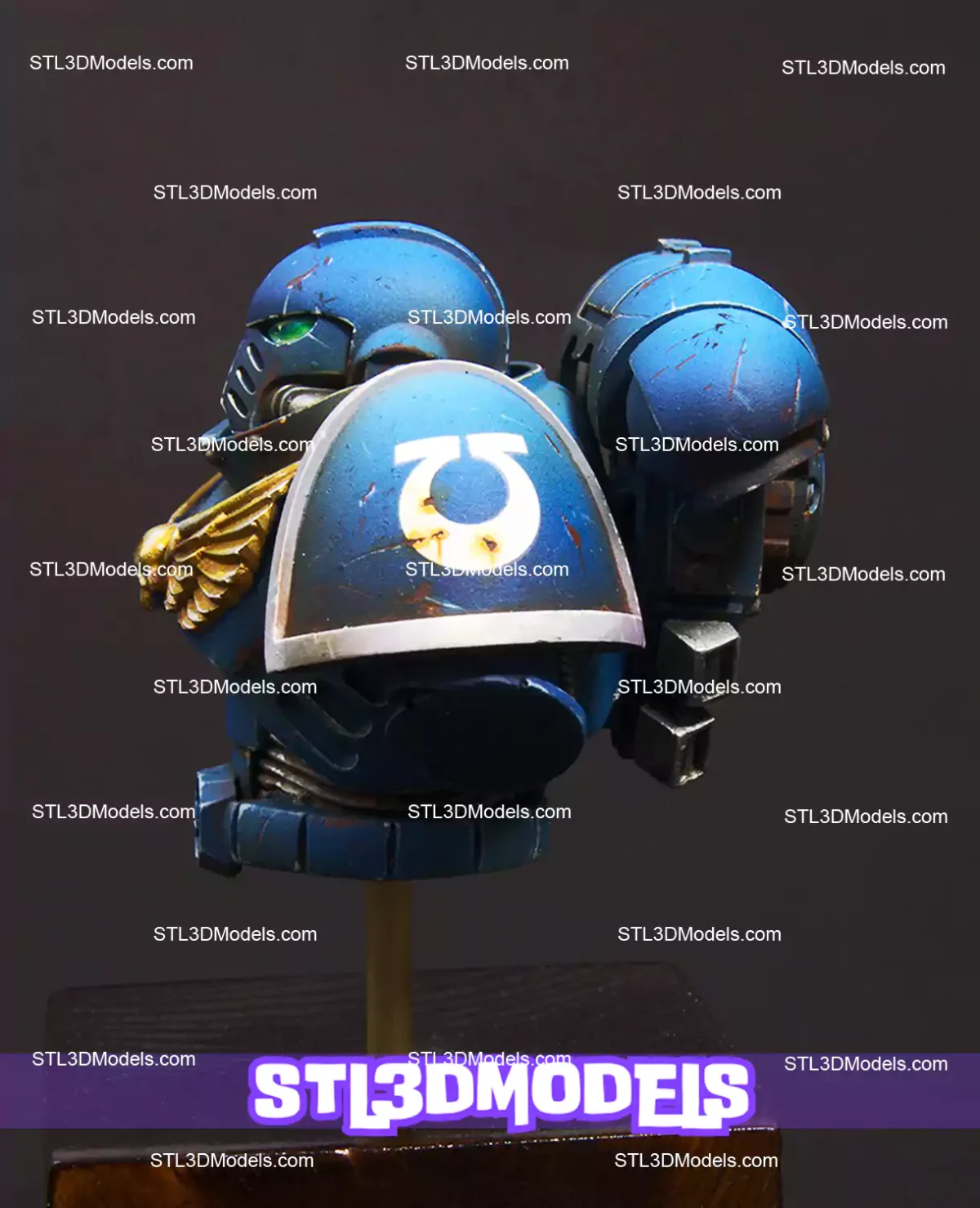 Ultramarines Space Marine Bust STL Model