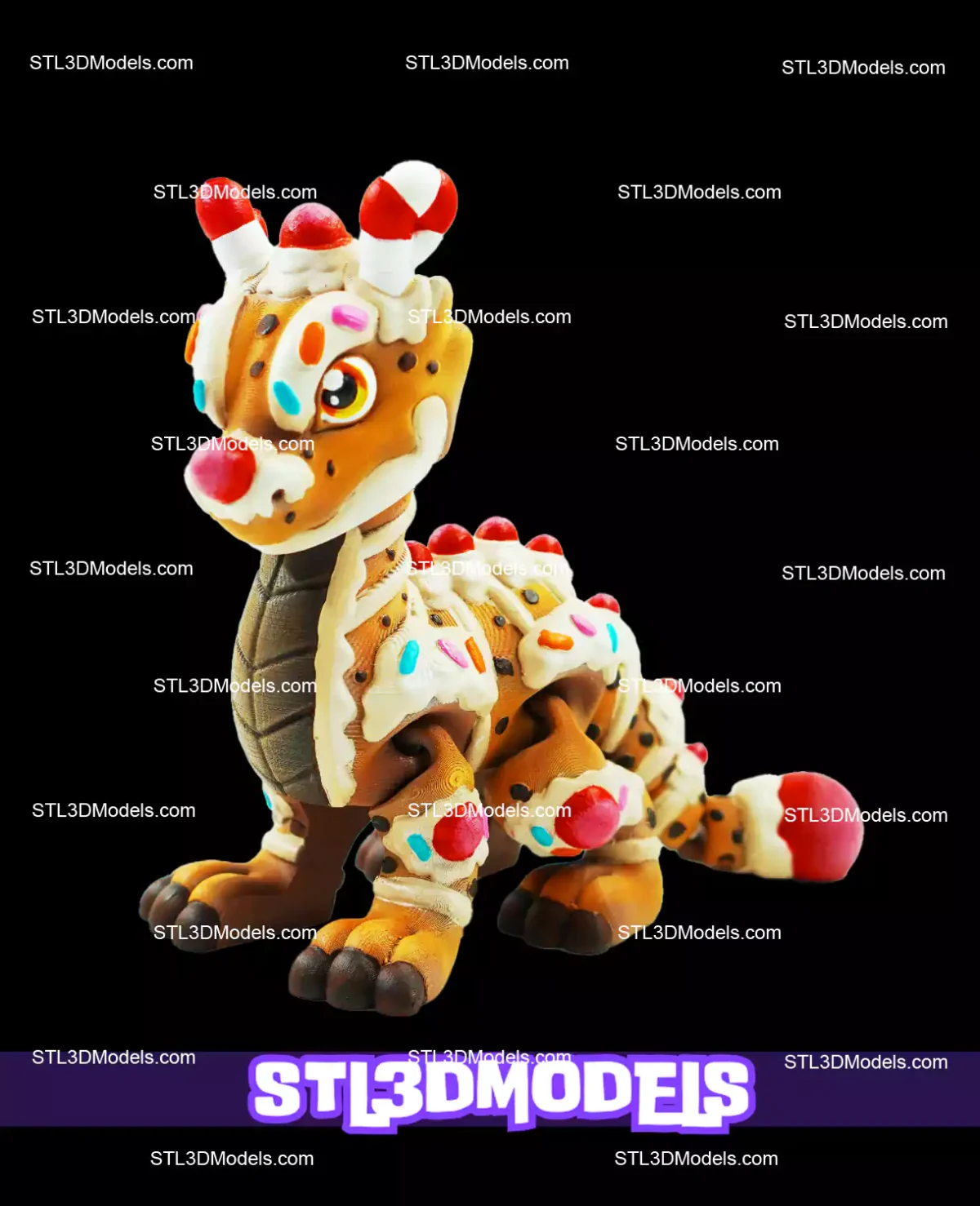 Flexi Gingerbread Dragon STL and 3MF