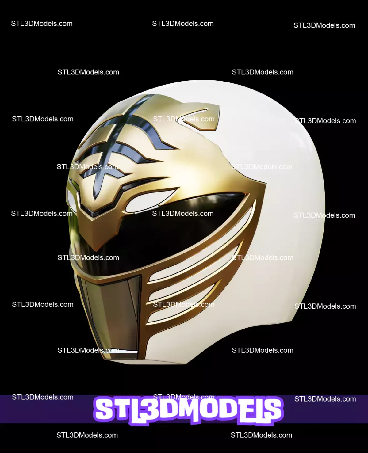 White Ranger MMPR Helmet STL 3D Model