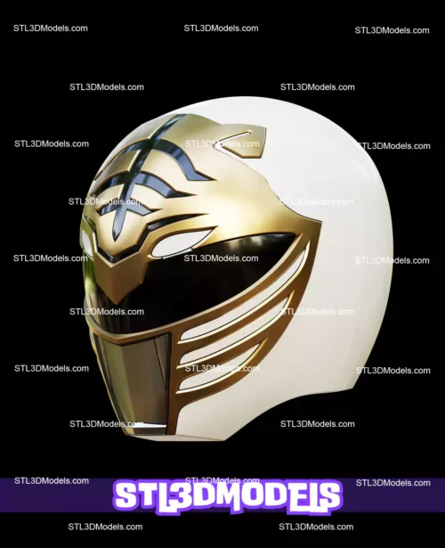 White Ranger MMPR Helmet STL 3D Model