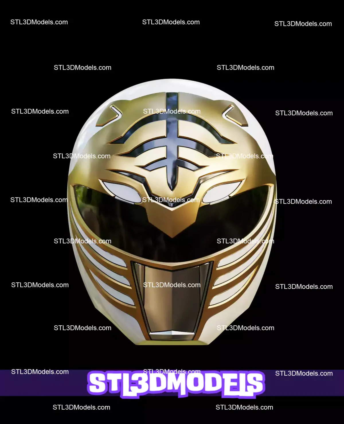 White Ranger MMPR Helmet STL 3D Model