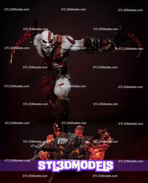 Kratos Full Figure and Bust STL 3D Model