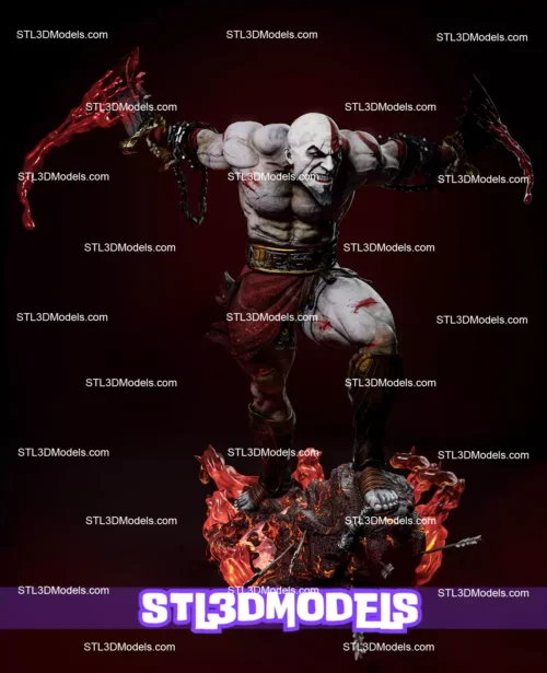 Kratos Full Figure and Bust STL 3D Model