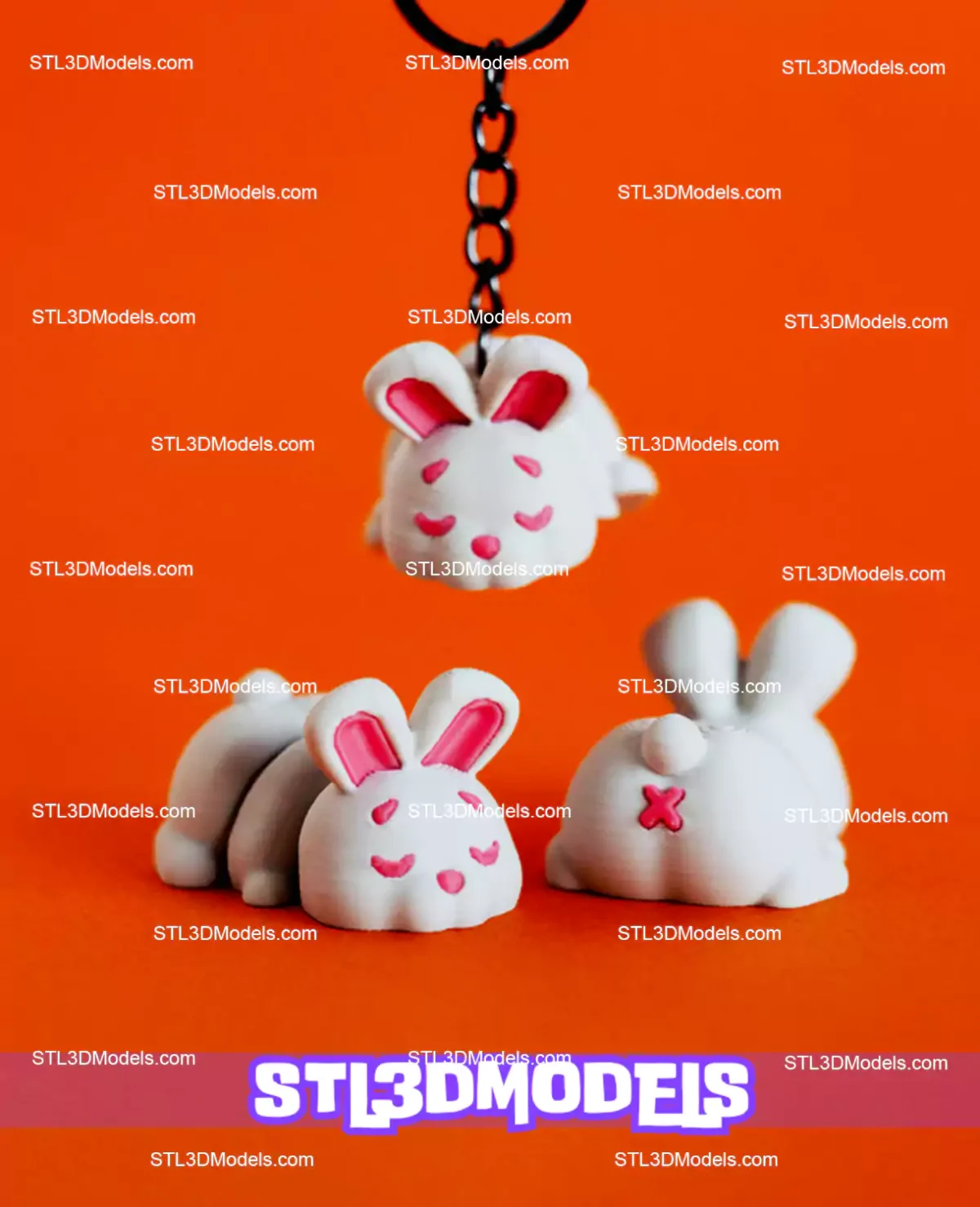 Flexi Tiny Bunny Keychain STL and 3MF