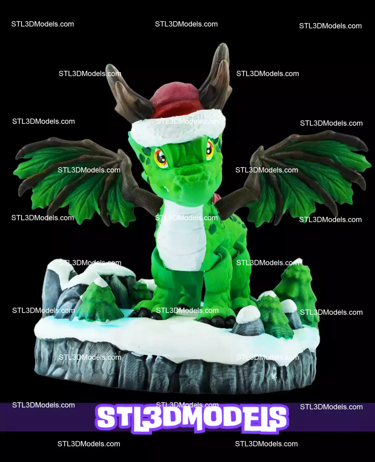 Flexi Christmas Dragon STL and 3MF