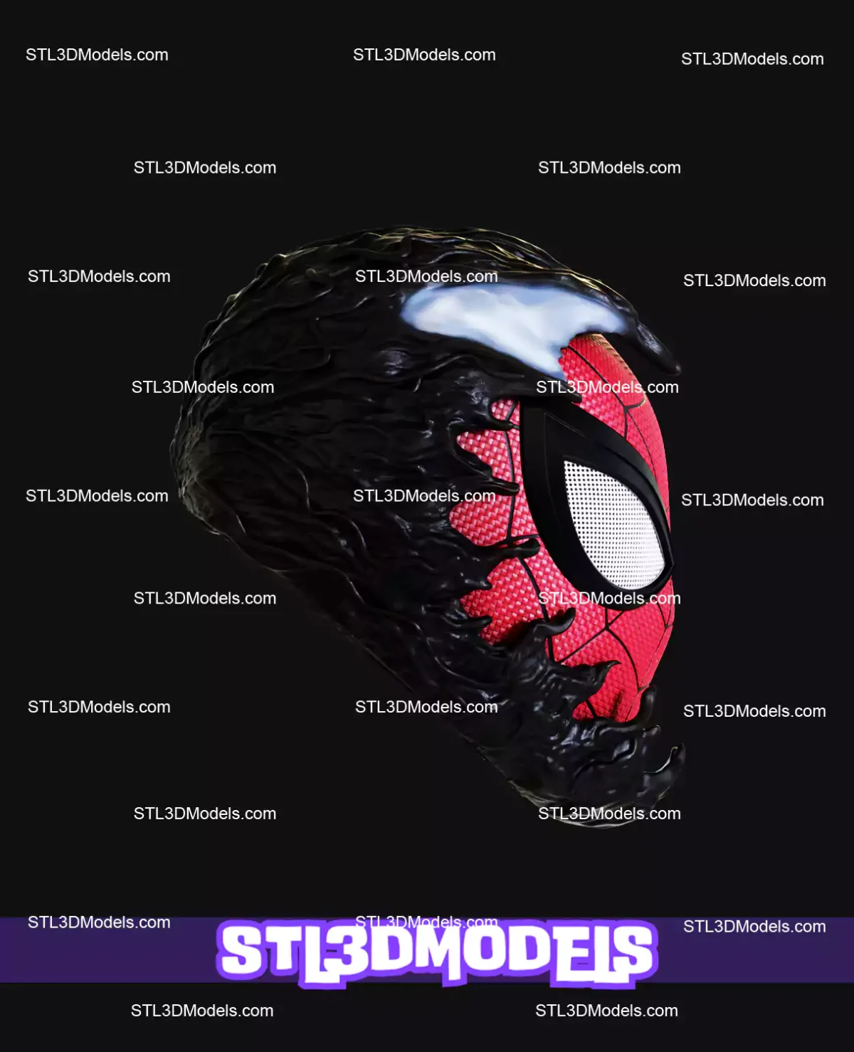 Spiderman Becoming Venom Mask STL Model