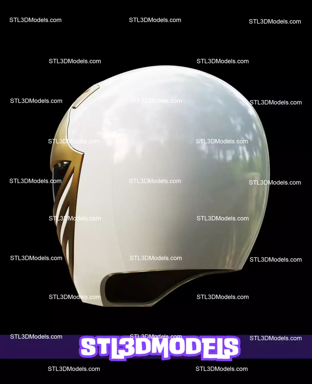 White Ranger MMPR Helmet STL 3D Model