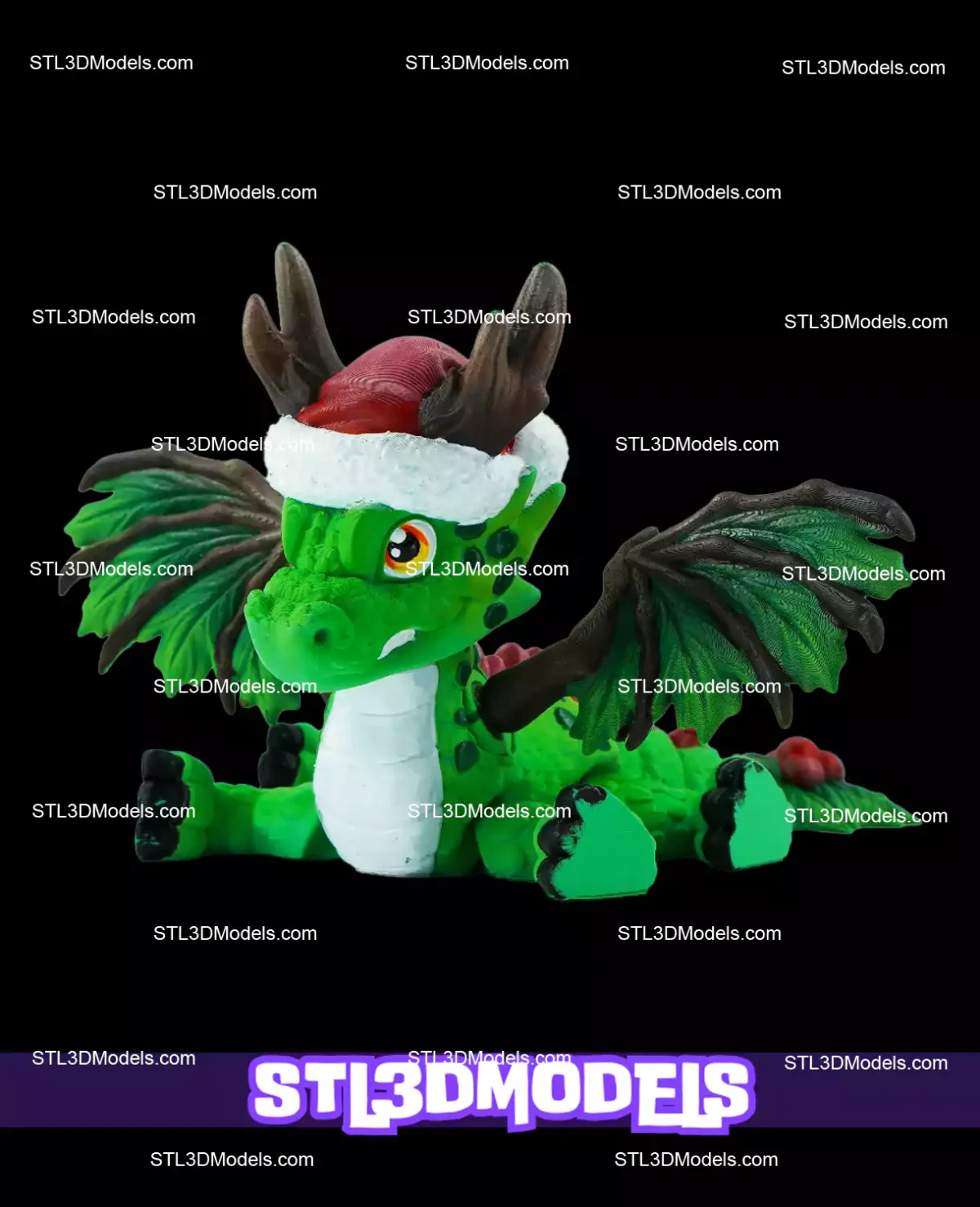 Flexi Christmas Dragon STL and 3MF