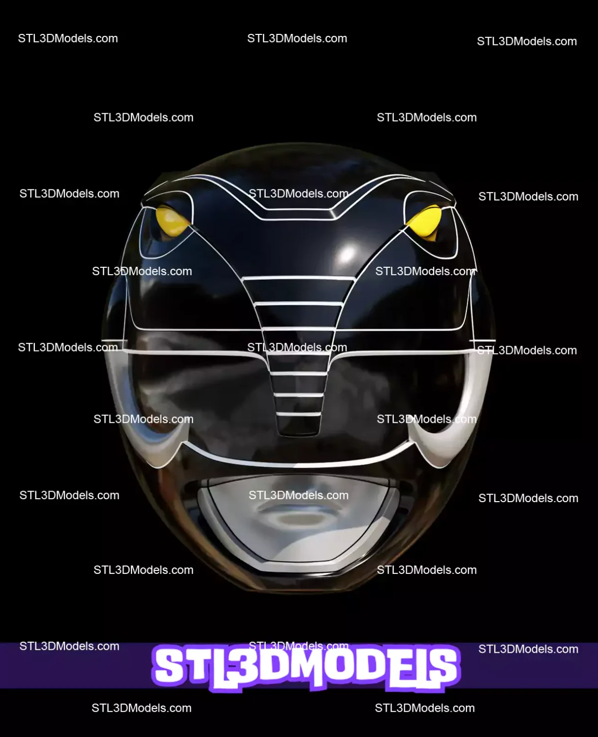 Black Ranger MMPR Helmet STL 3D Model
