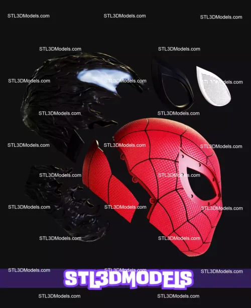 Spiderman Becoming Venom Mask STL Model