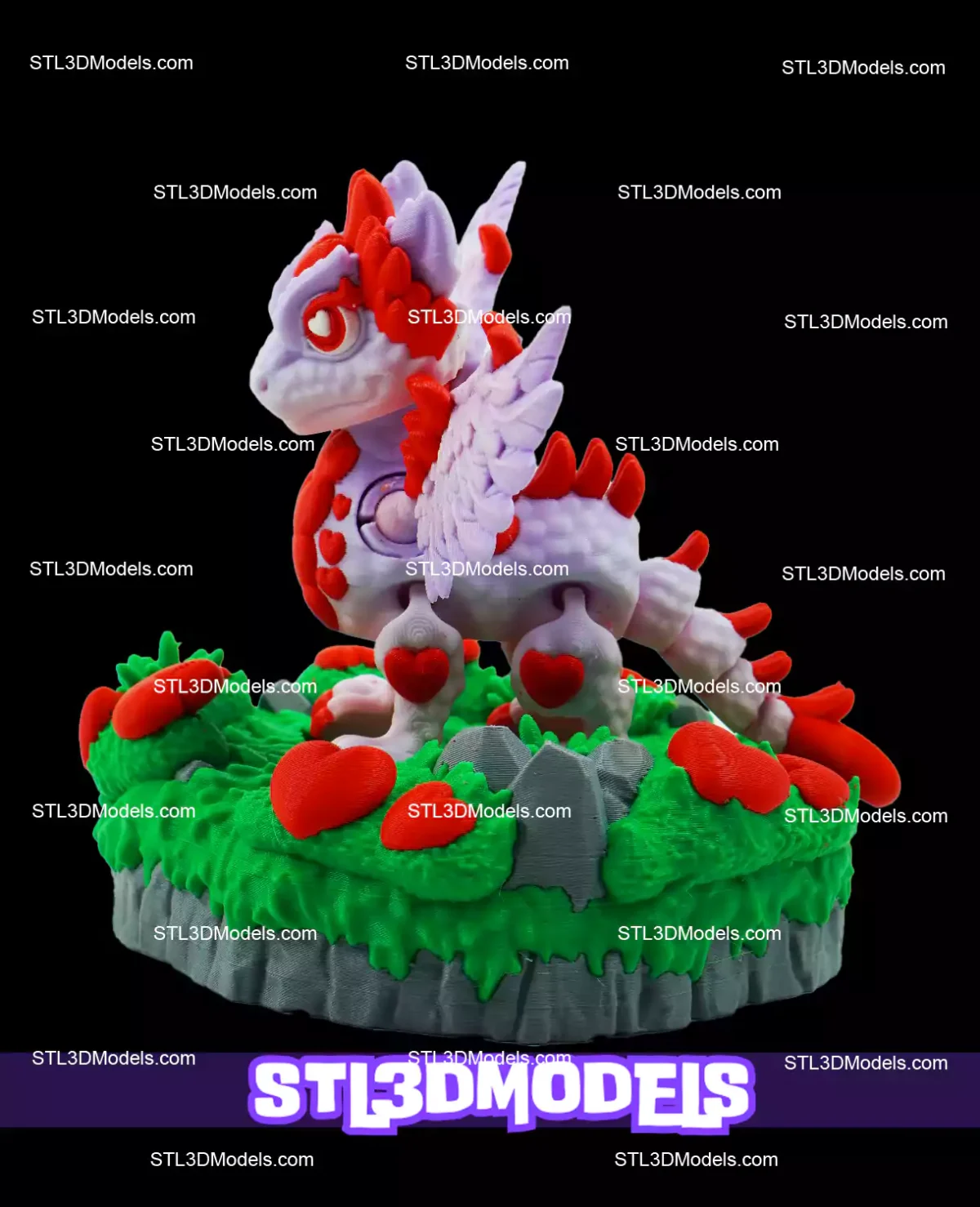Flexi Valentine Dragon STL and 3MF
