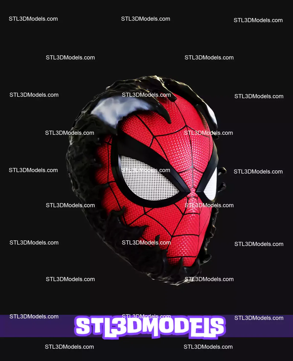 Spiderman Becoming Venom Mask STL Model
