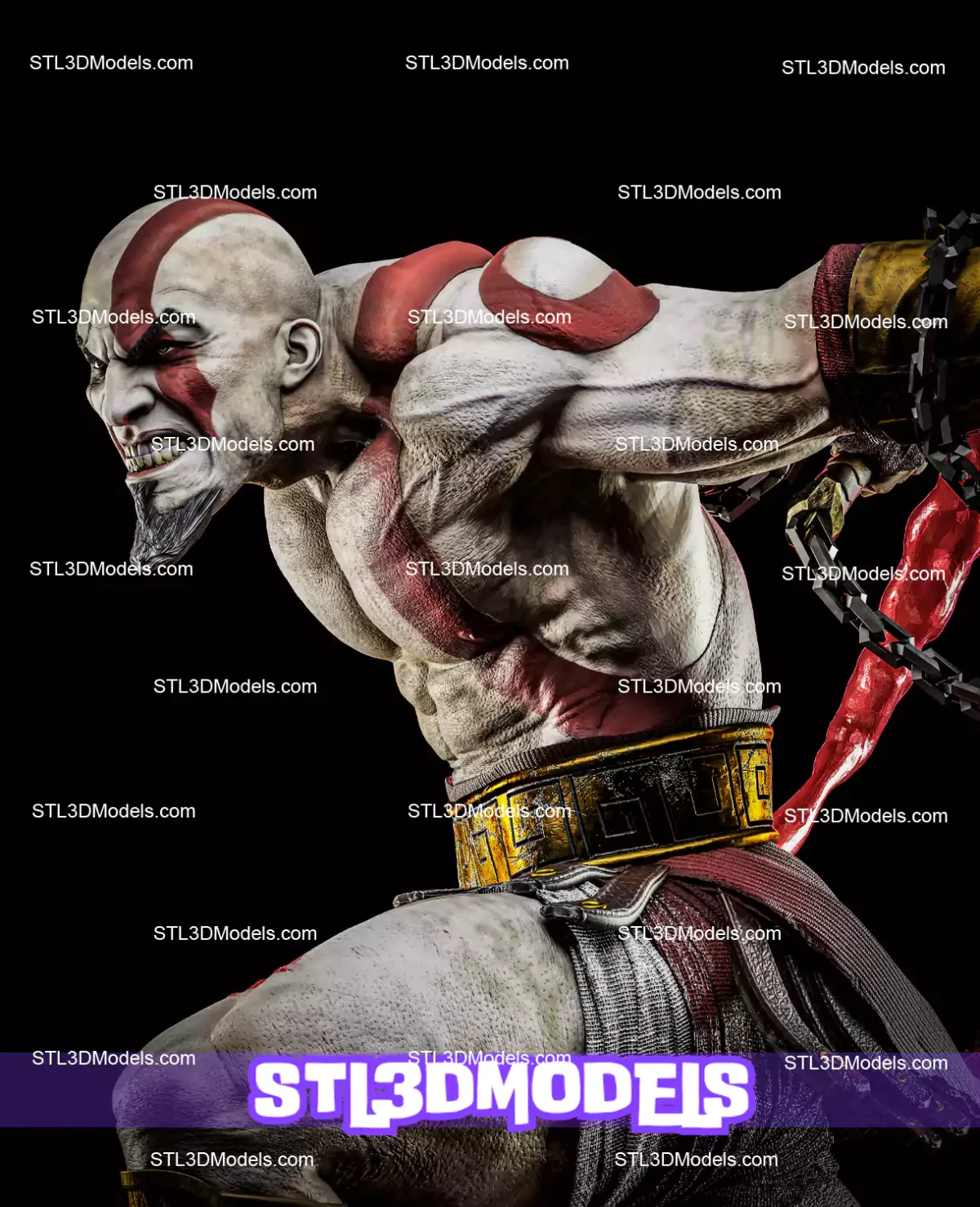 Kratos Full Figure and Bust STL 3D Model
