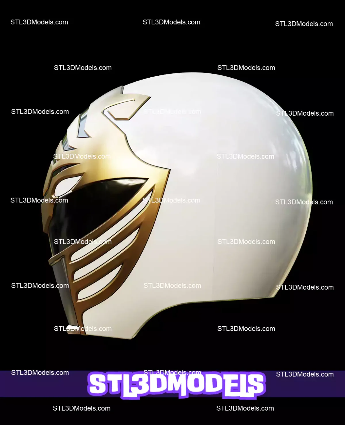 White Ranger MMPR Helmet STL 3D Model