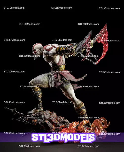Kratos Full Figure and Bust STL 3D Model
