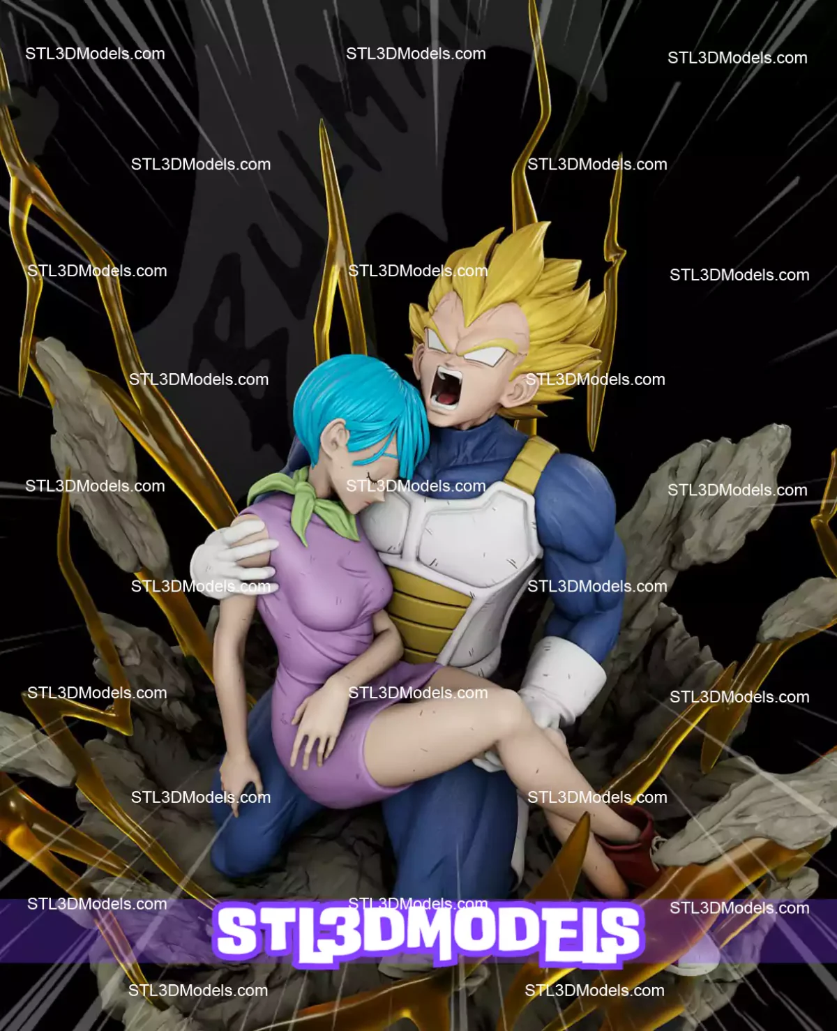 Vegeta and Bulma STL 3D Model 
