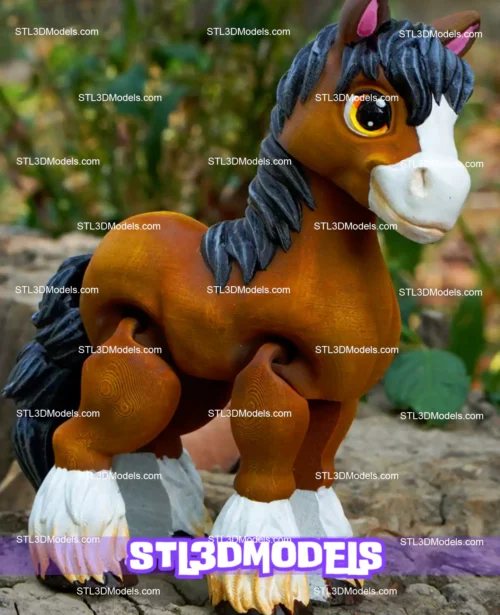 Flexi Clydesdale Horse STL 3D Model 