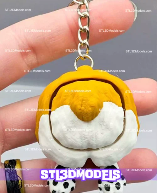Corgi Butt Fidget Clicker Keychain STL 3D Model 