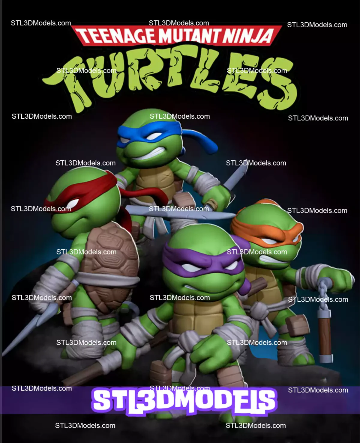 Chibi Ninja Turtle STL 3D Model 