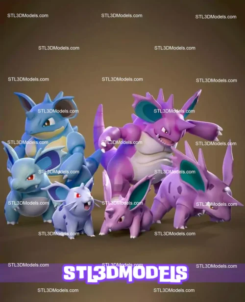 Nidoran Evolutions STL 3D Model 