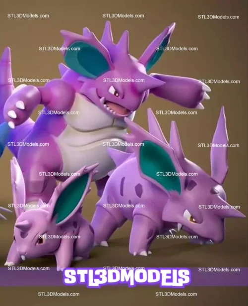 Nidoran Evolutions STL 3D Model 
