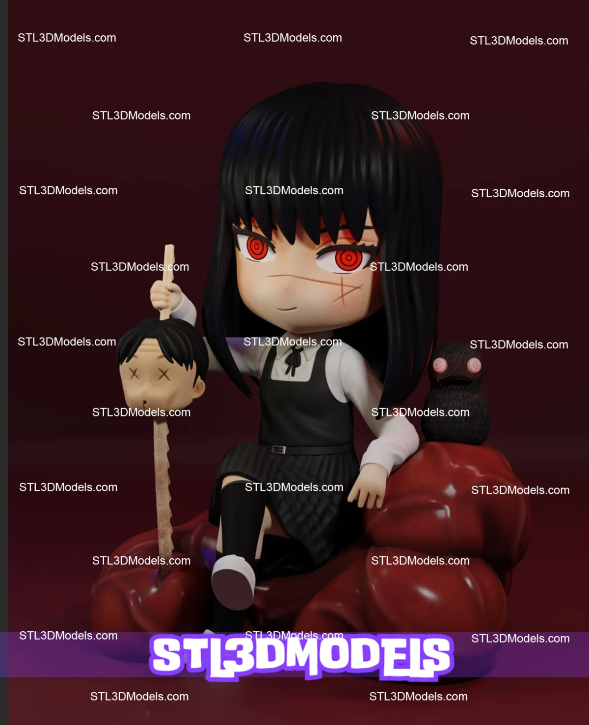 Chainsaw Man Asa Yoru Chibi STL 3D Model 
