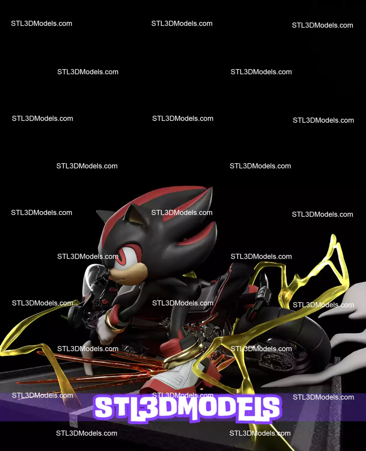 Shadow Sonic on Motor STL 3D Model 