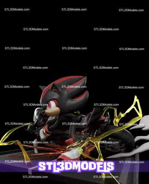 Shadow Sonic on Motor STL 3D Model 