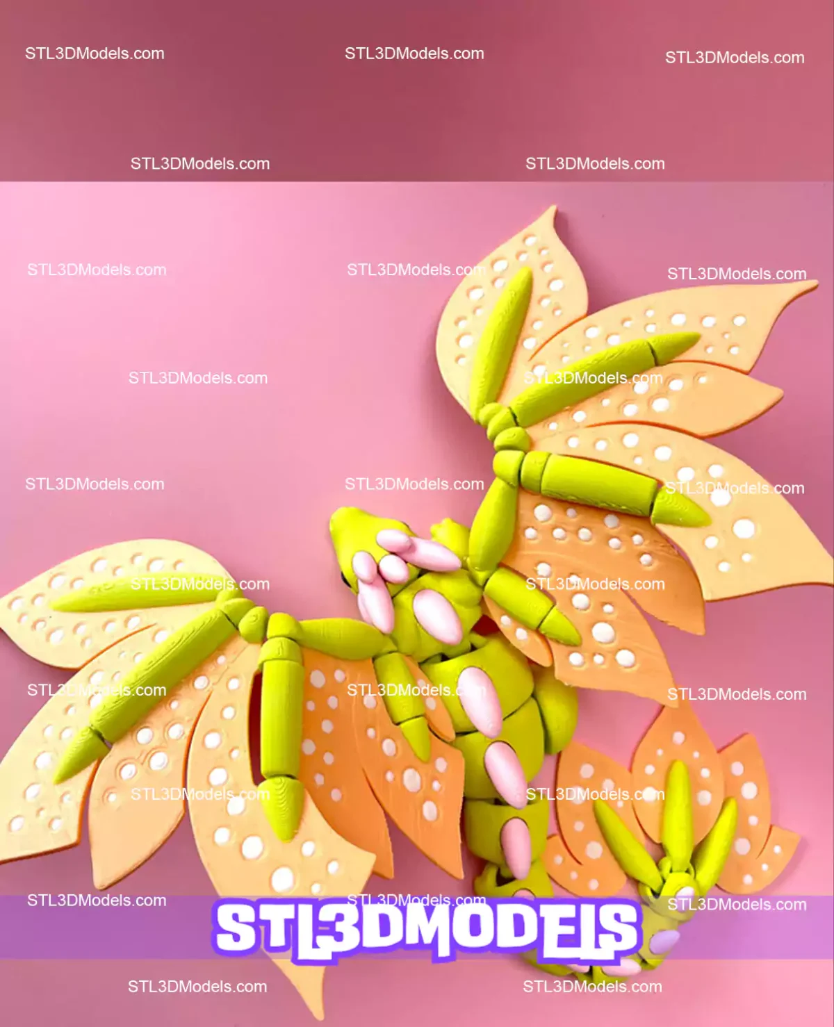 Blossom Flexi Dragon STL 3D Model 