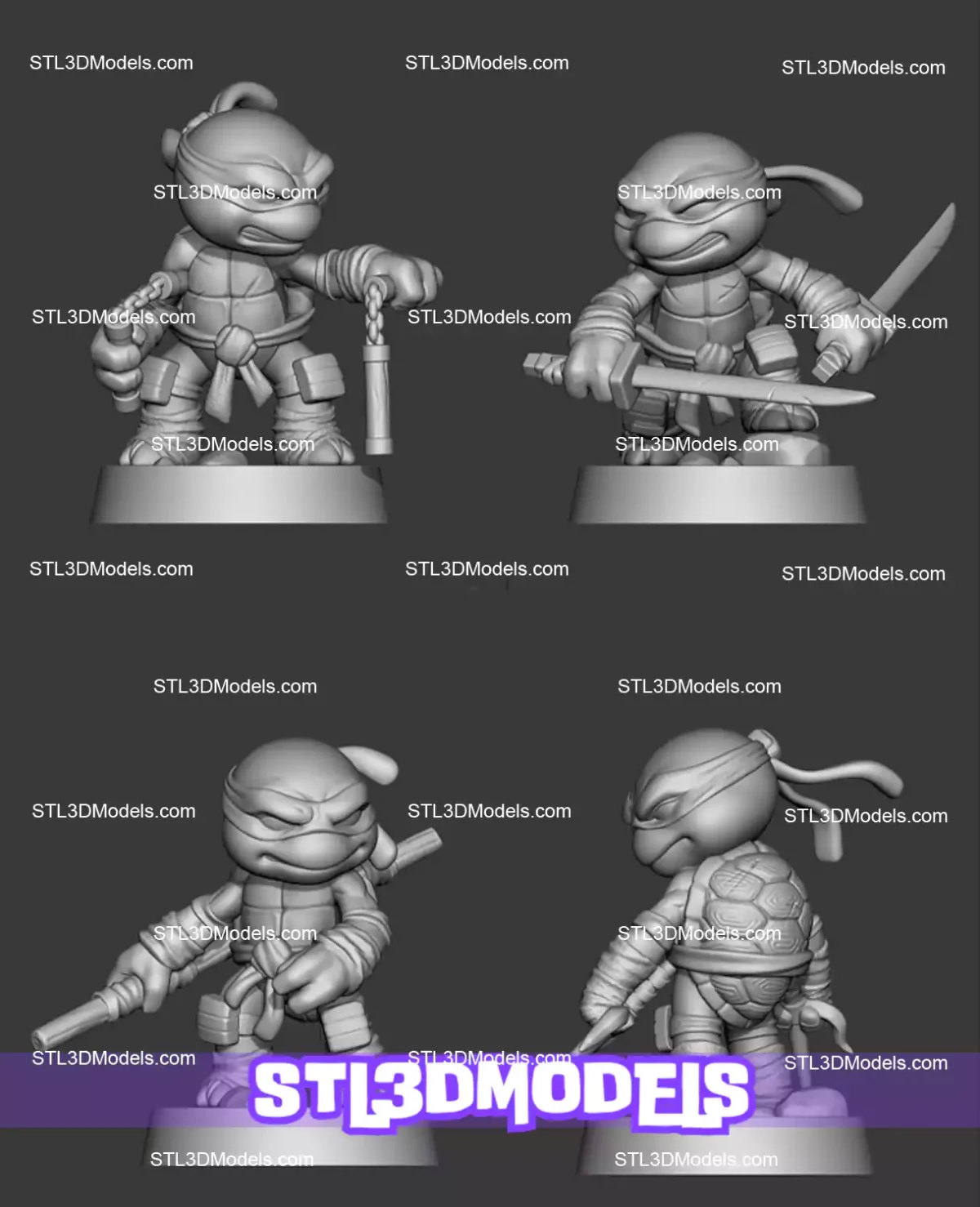 Chibi Ninja Turtle STL 3D Model 