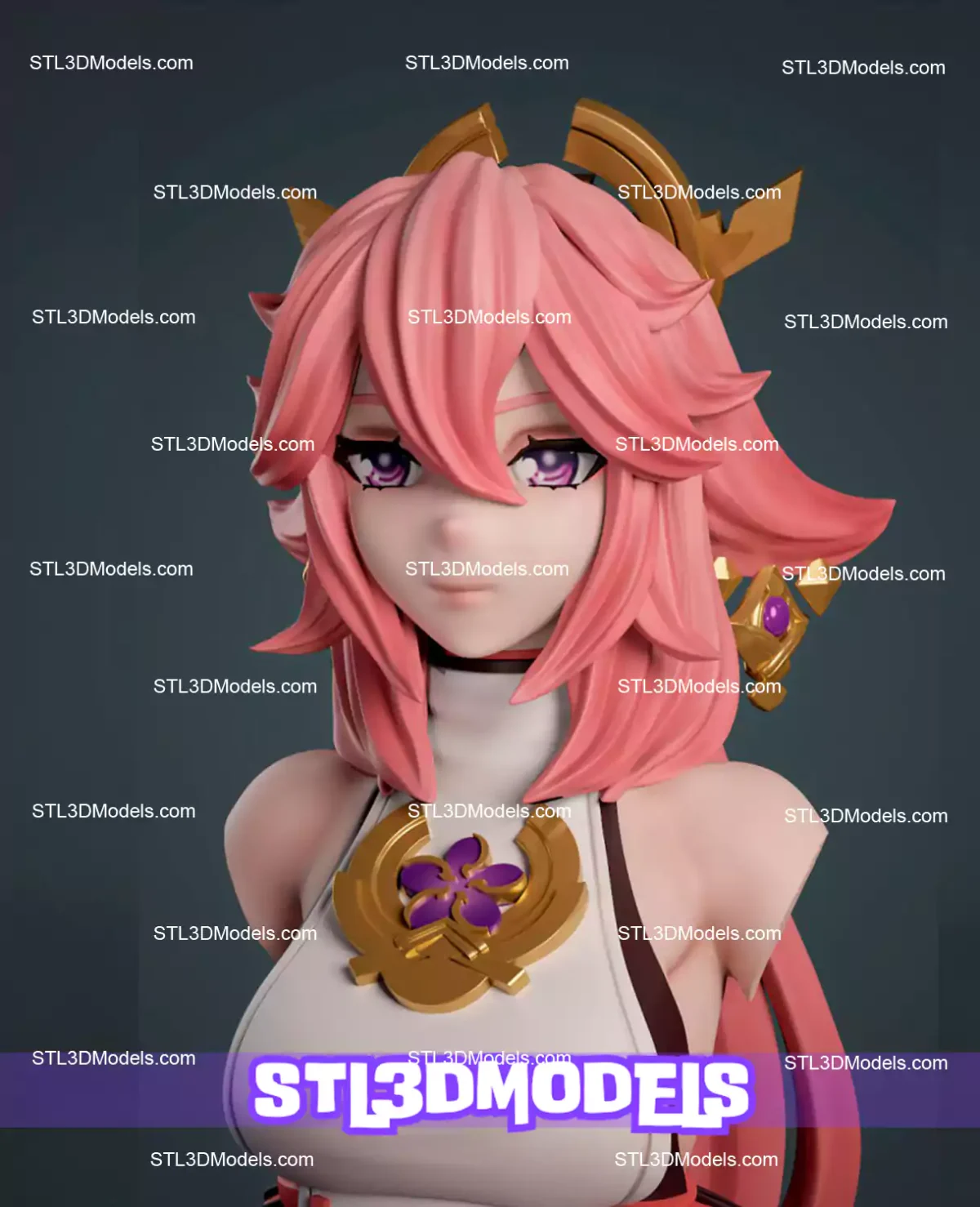 Yae Miko Bust STL 3D Model