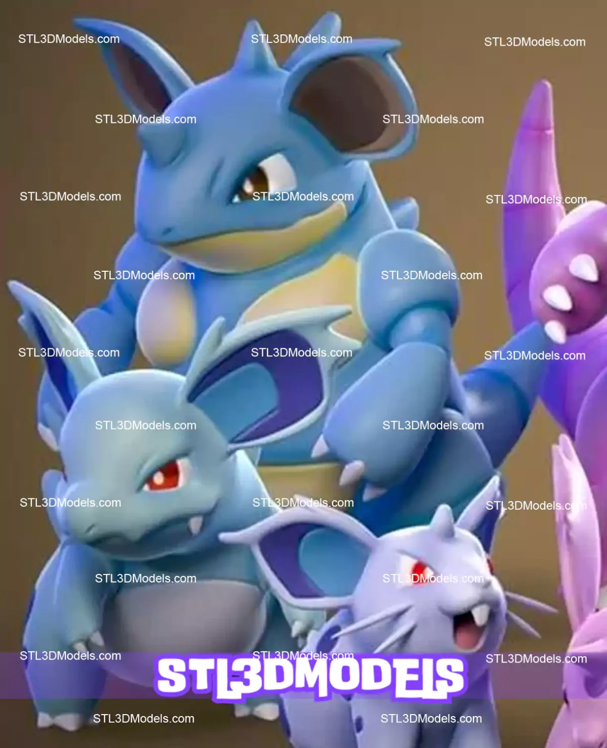 Nidoran Evolutions STL 3D Model 