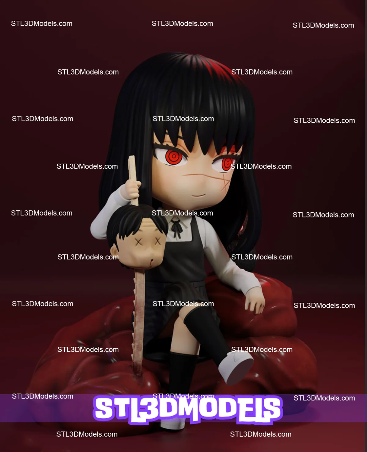 Chainsaw Man Asa Yoru Chibi STL 3D Model 