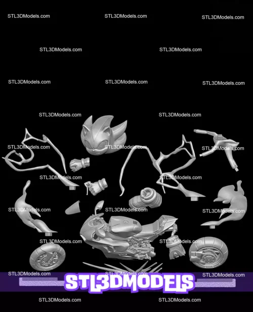 Shadow Sonic on Motor STL 3D Model 