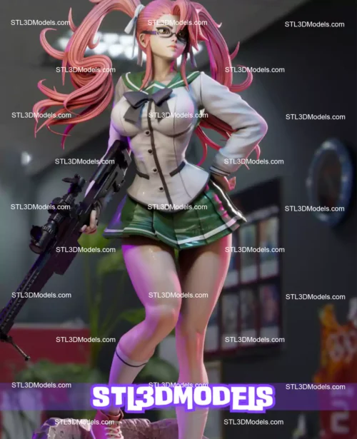 Saya Takagi with Sniper STL 3D Model 