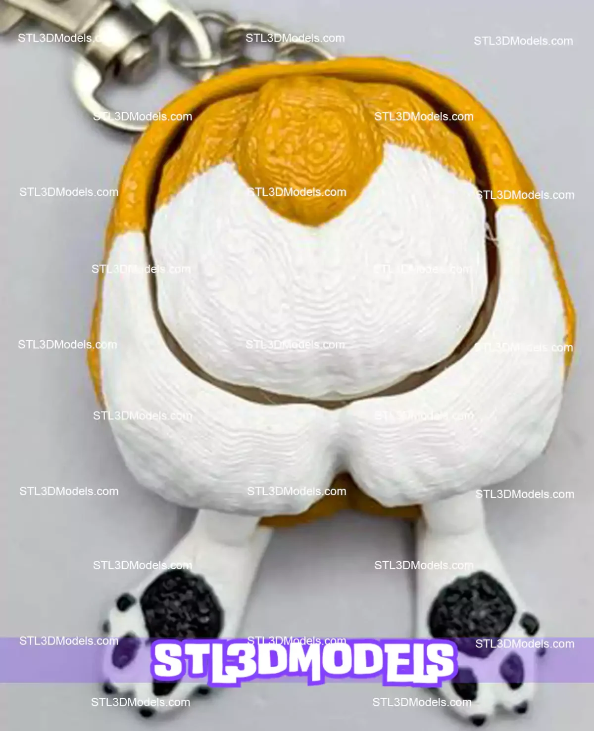Corgi Butt Fidget Clicker Keychain STL 3D Model 