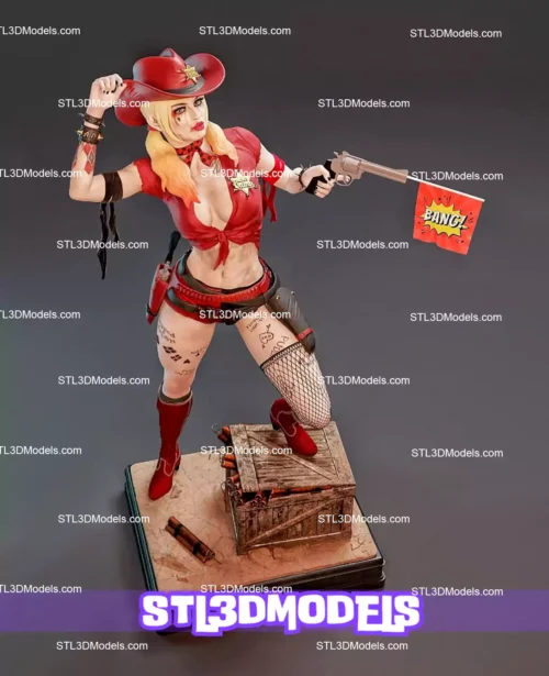 Harley Quinn Cowgirl STL 3D Model 