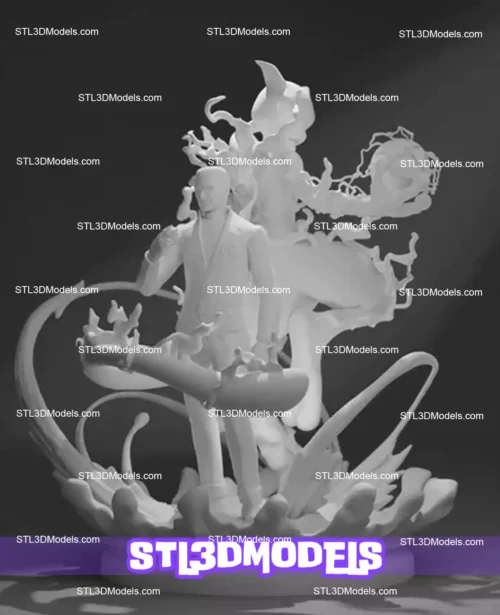 Giovanni and Mewtwo STL 3D Model 